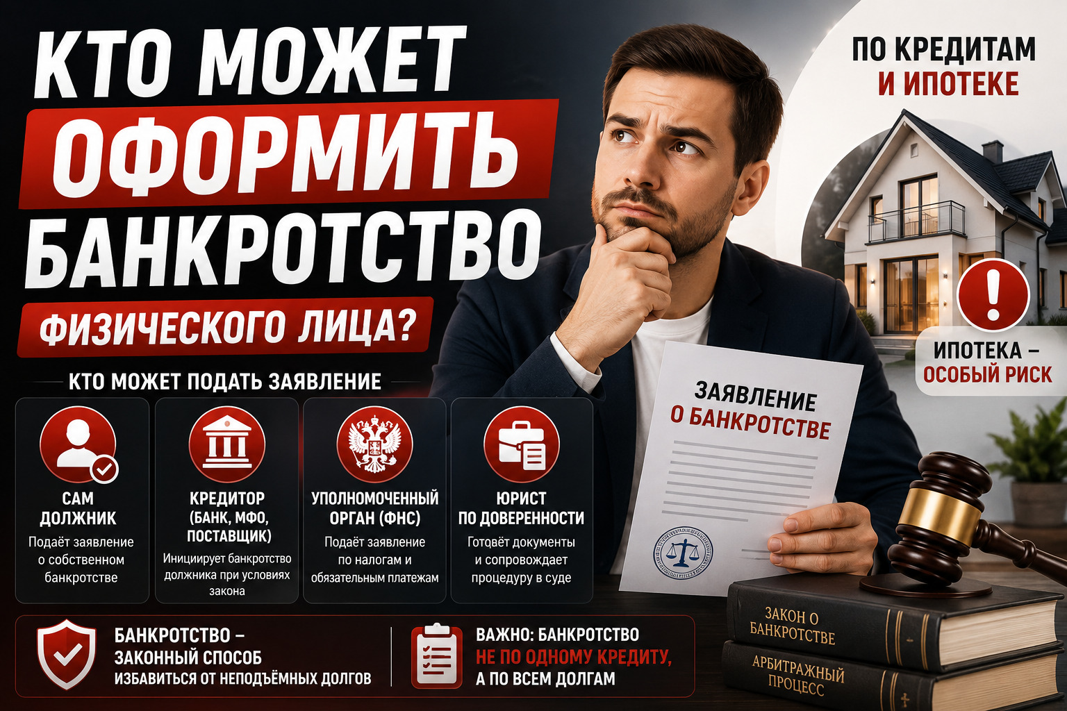 Кто может оформить банкротство физического лица по кредитам и ипотеке