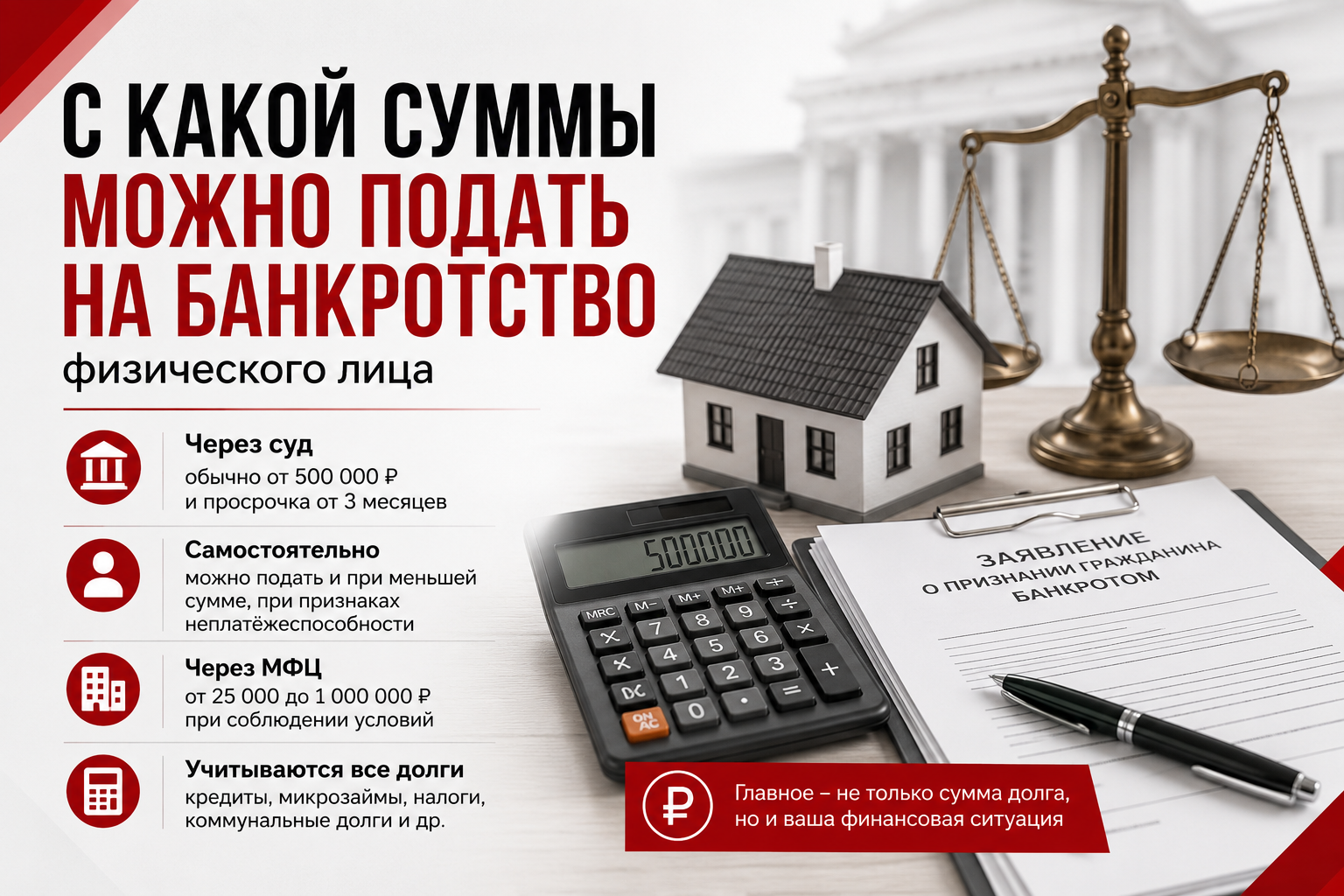 Суммы банкротства физического лица: от какой суммы можно подать заявление
