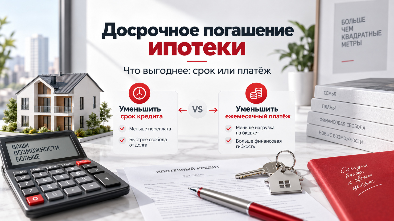 Досрочное погашение ипотеки: что выгоднее — уменьшить срок или платёж