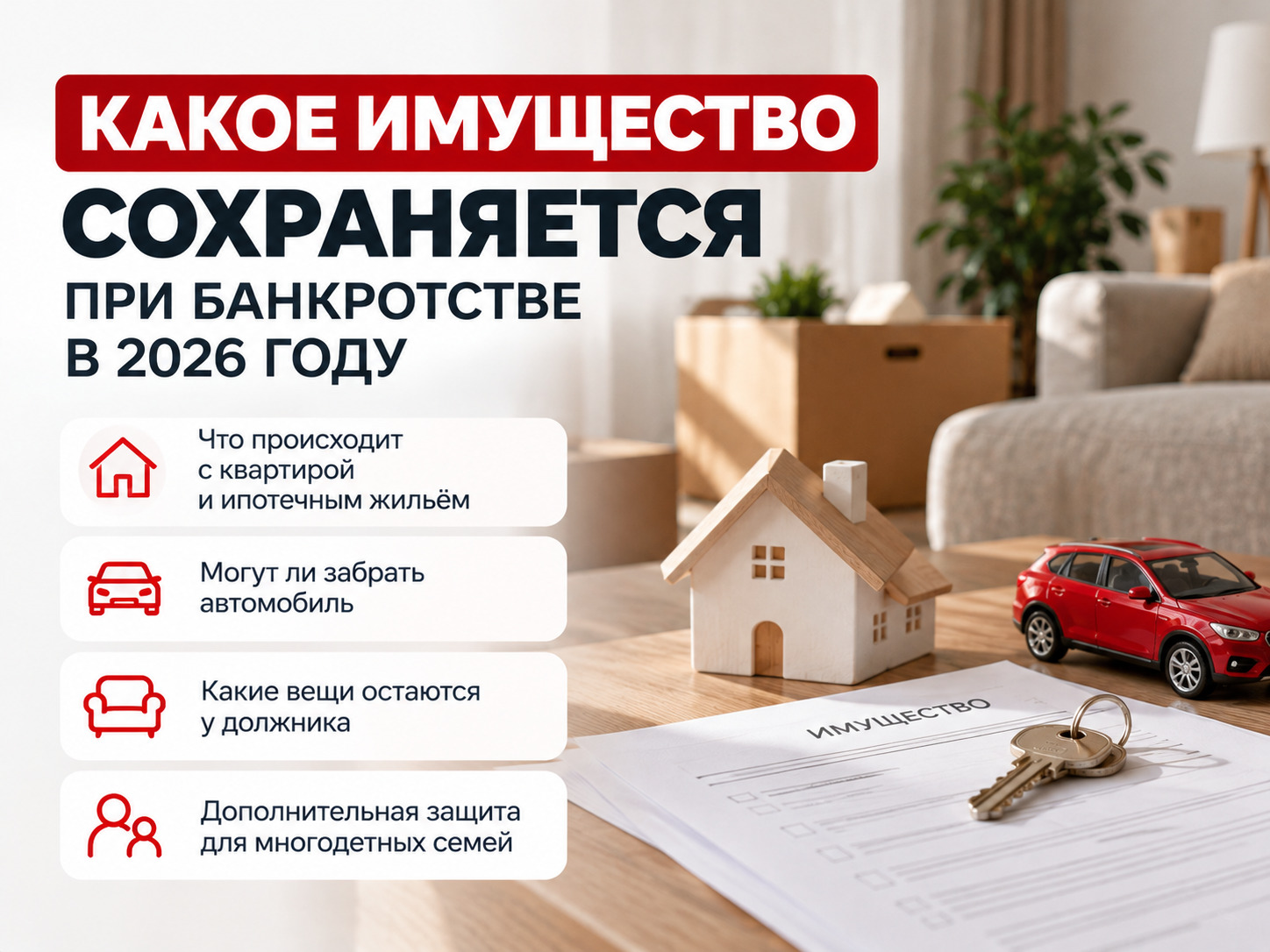 Какое имущество останется при банкротстве: квартира, машина и личные вещи